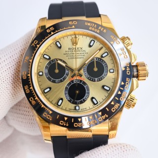 Rolex Daytona Gold Chronograph Black Rubber Strap view 2