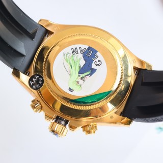 Rolex Daytona Gold Chronograph Black Rubber Strap view 7