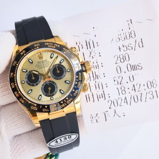 Rolex Daytona Gold Chronograph Black Rubber Strap view 9