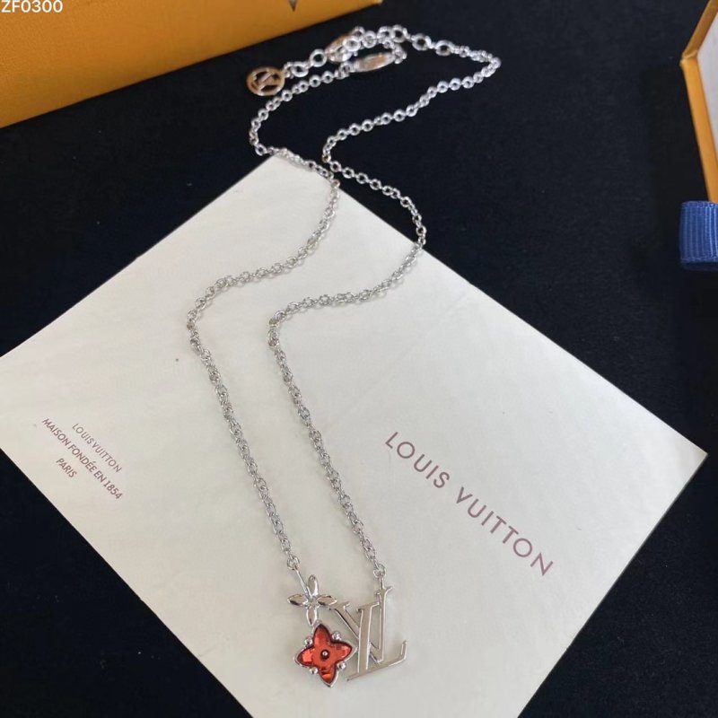 Louis Vuitton LV Monogram Flower Charm Silver Chain Necklace view