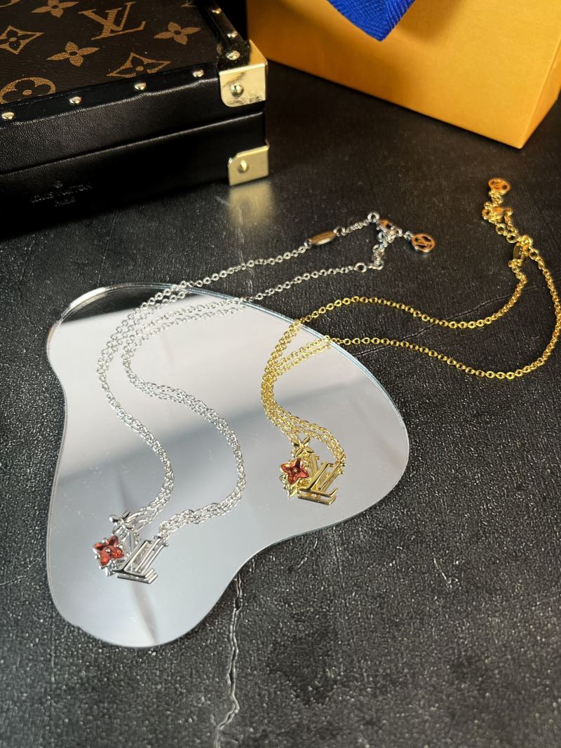 Louis Vuitton LV Monogram Flower Charm Silver Chain Necklace view