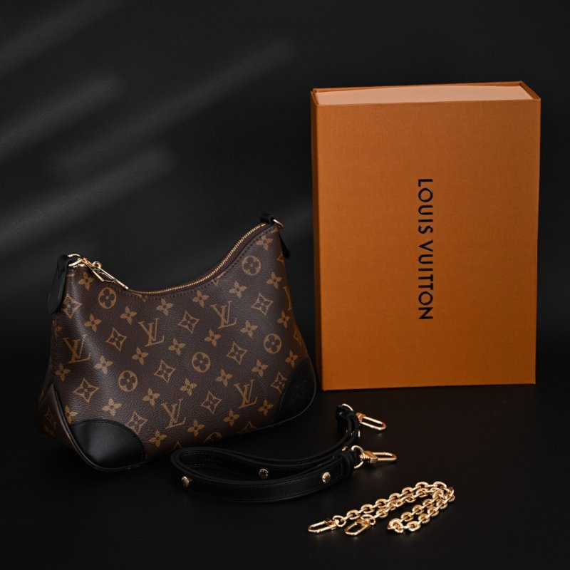 Louis Vuitton Boulogne Monogram Canvas Black Leather Shoulder Bag