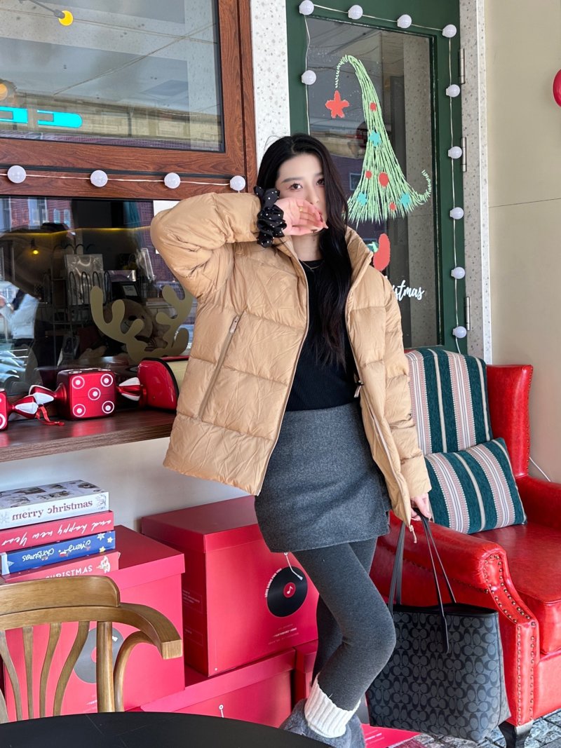 Beige Puffer Down Jacket - Warm Winter Coat view