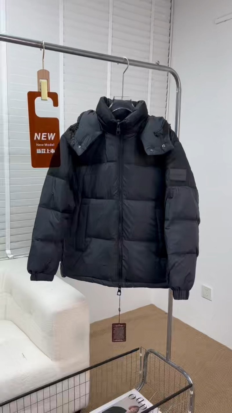 Black Puffer Down Jacket with Hood