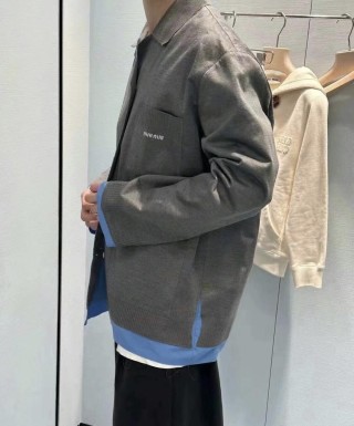 Essentials Charcoal Oversized Wool Blend Shirt Jacket view 2