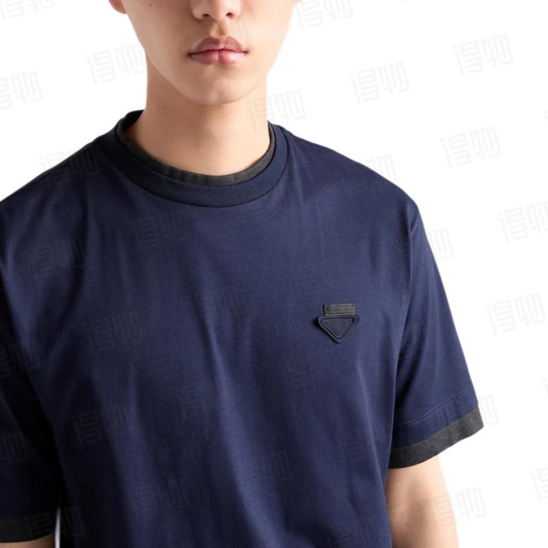 Prada Navy Blue Short Sleeve T-Shirt