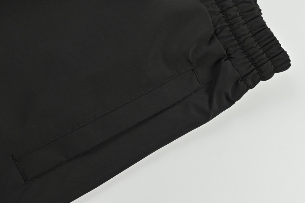 Navy Cropped Nylon Cargo Pants with Embroidered Logo view