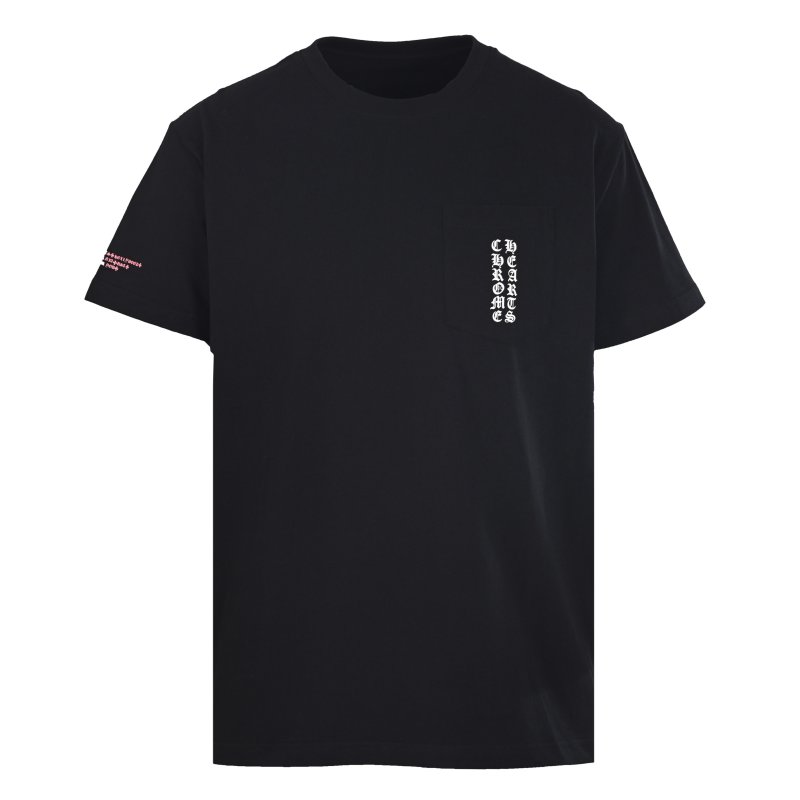 Black Pocket T-Shirt with Vertical Text Graphic view