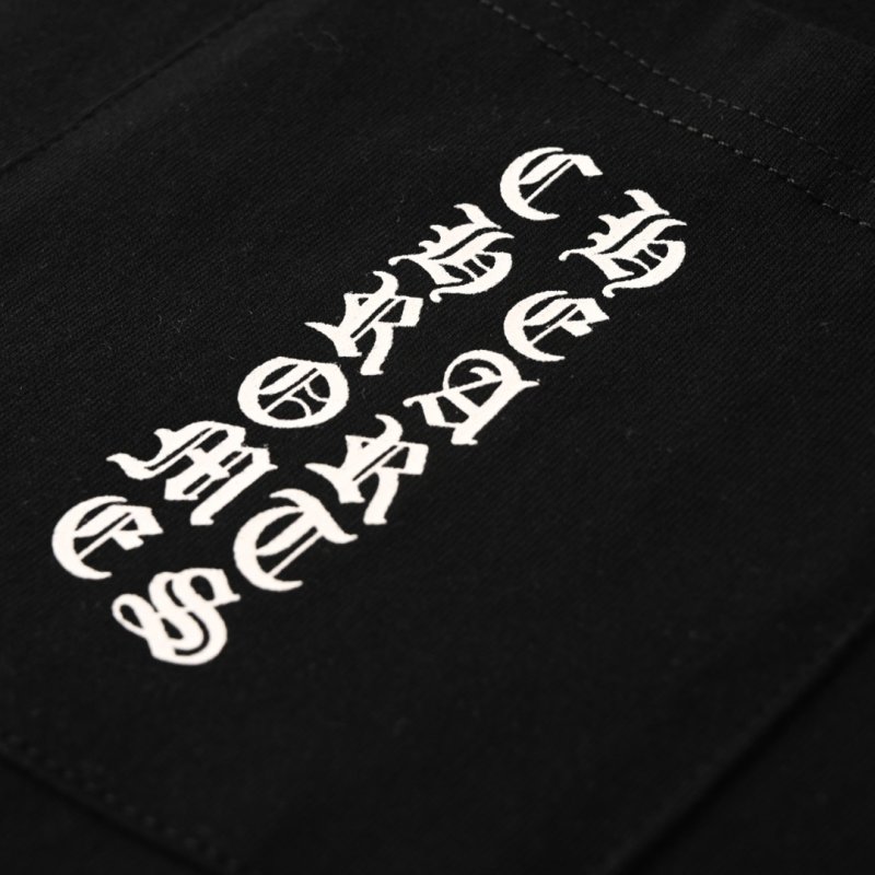 Black Pocket T-Shirt with Vertical Text Graphic view