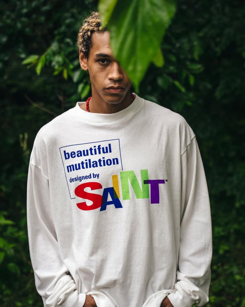 Saint Michael Beautiful Mutilation Cream Long Sleeve Tee