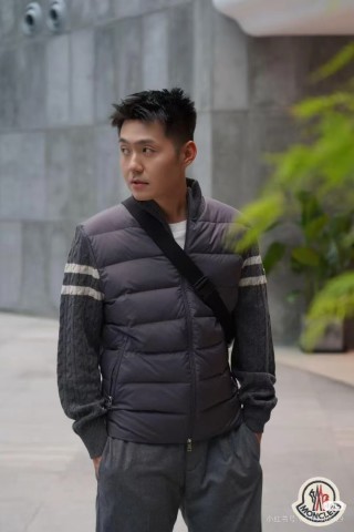 Moncler Black Mixed Media Down Jacket