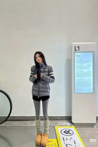 Moncler Black Mixed Media Down Jacket view 4