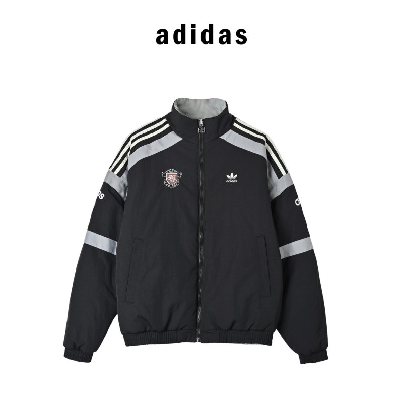 Adidas Black & White Striped Track Jacket with Crest view