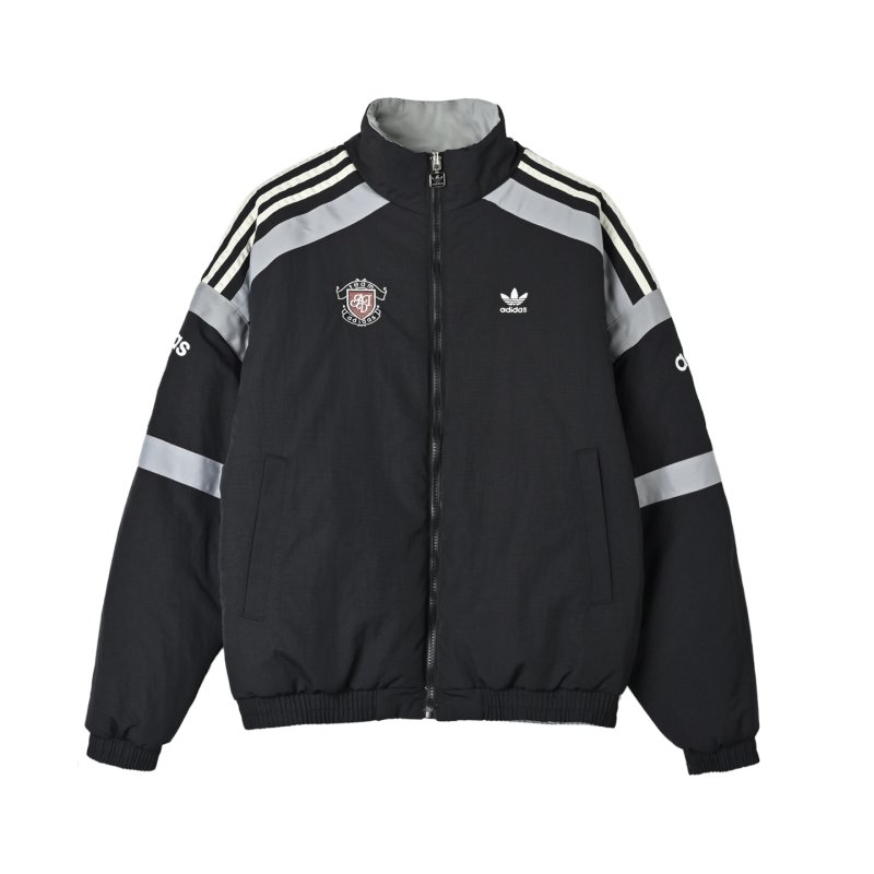 Adidas Black & White Striped Track Jacket with Crest view