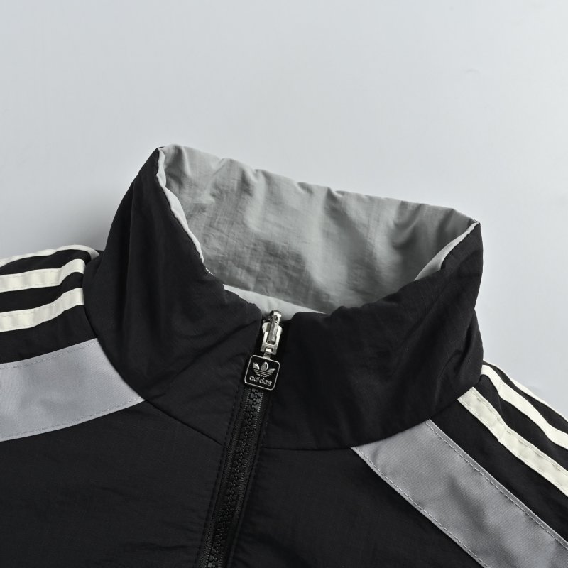 Adidas Black & White Striped Track Jacket with Crest view