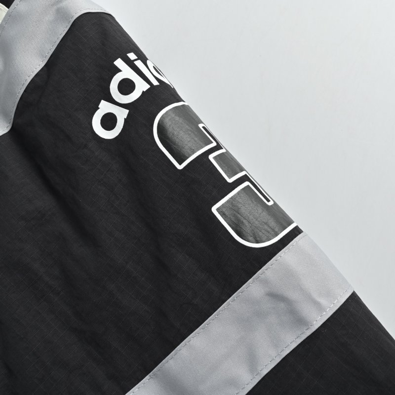 Adidas Black & White Striped Track Jacket with Crest view