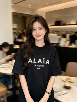 AAIA Black Oversized Logo T-Shirt view 9