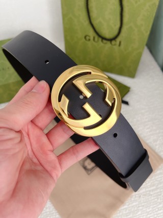 Gucci Double G Buckle Black Leather Belt 3.8cm view 2