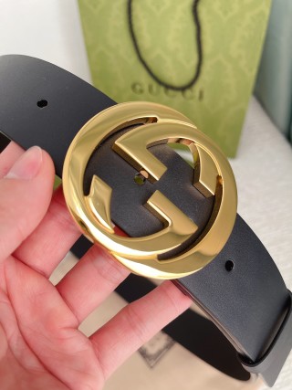 Gucci Double G Buckle Black Leather Belt 3.8cm view 3