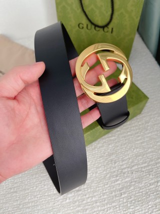 Gucci Double G Buckle Black Leather Belt 3.8cm view 4