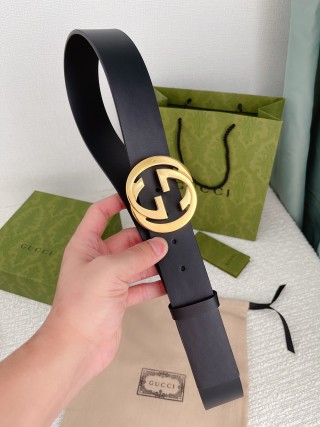 Gucci Double G Buckle Black Leather Belt 3.8cm view 6
