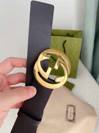 Gucci Double G Buckle Black Leather Belt 3.8cm view 7