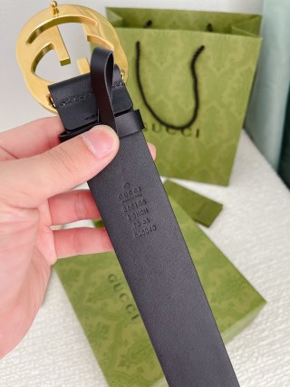 Gucci Double G Buckle Black Leather Belt 3.8cm view 8