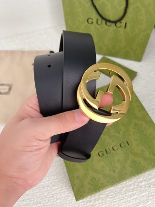 Gucci Double G Buckle Black Leather Belt 3.8cm view 9