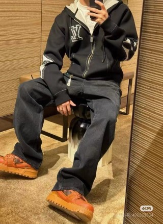 Black Zip Hoodie Jacket with Embroidered Logo view 7