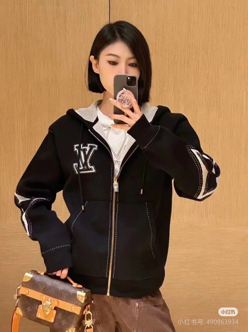 Black Zip Hoodie Jacket with Embroidered Logo view
