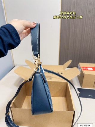Coach Signature Blue Shoulder Bag with Leather Strap view 2