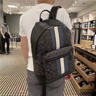 Coach Varsity Stripe West Backpack Black Navy view 4