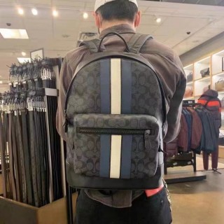 Coach Varsity Stripe West Backpack Black Navy view 5