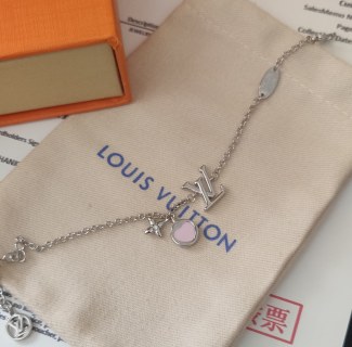 Louis Vuitton Iconic Heart Silver Bracelet with Pink Enamel