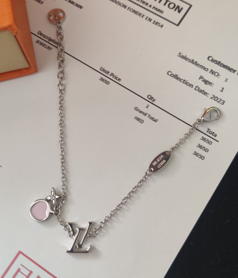 Louis Vuitton Iconic Heart Silver Bracelet with Pink Enamel view