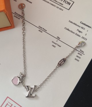 Louis Vuitton Iconic Heart Silver Bracelet with Pink Enamel view 3