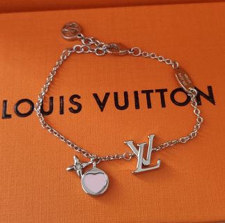 Louis Vuitton Iconic Heart Silver Bracelet with Pink Enamel view 5