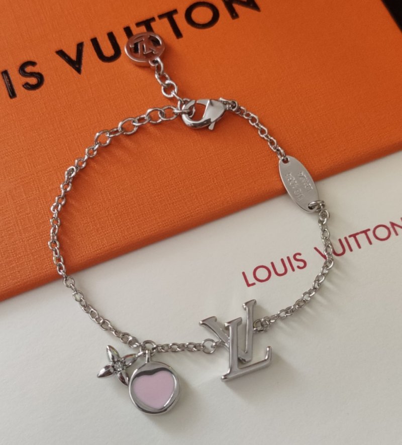 Louis Vuitton Iconic Heart Silver Bracelet with Pink Enamel view