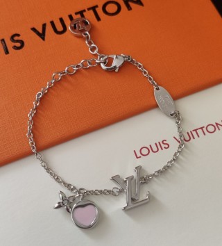 Louis Vuitton Iconic Heart Silver Bracelet with Pink Enamel view 7