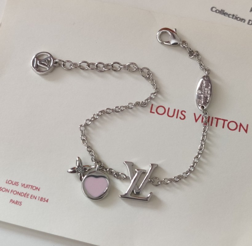 Louis Vuitton Iconic Heart Silver Bracelet with Pink Enamel view