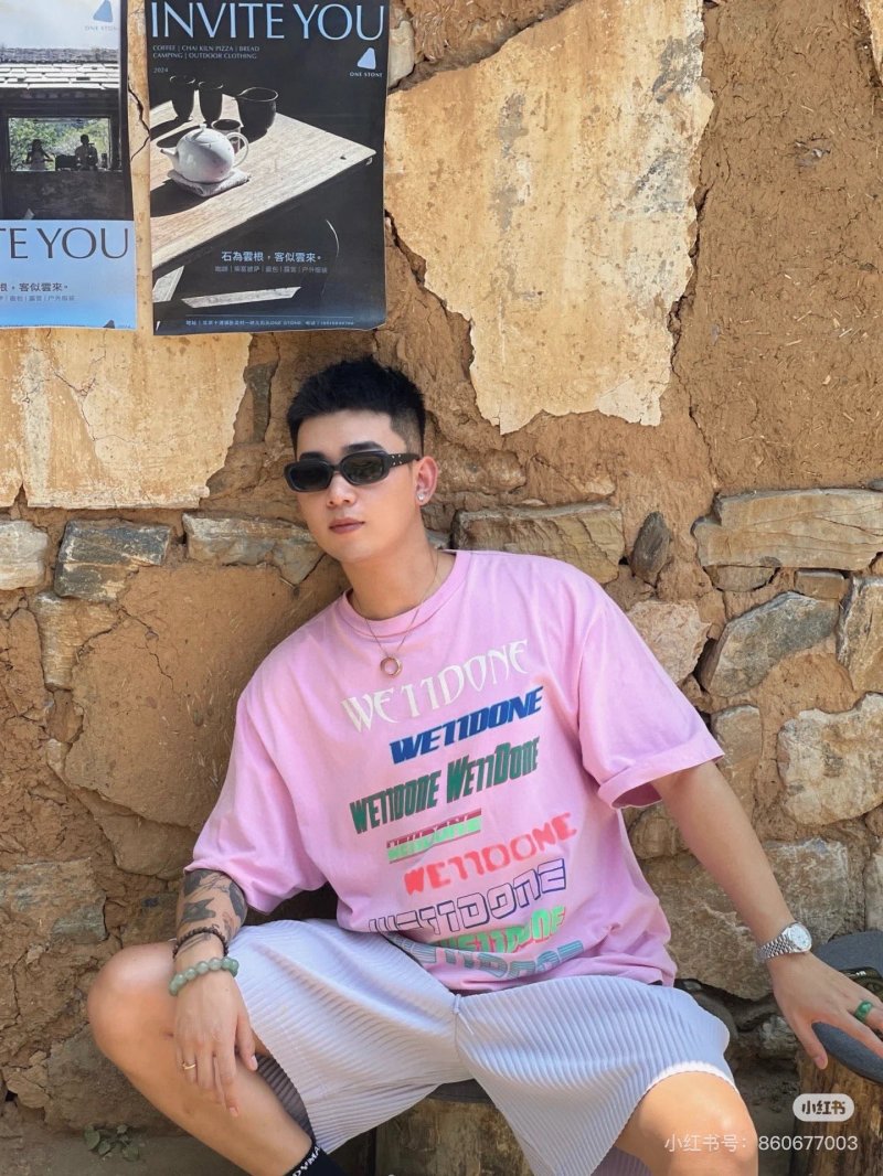 Pink Multi-Text Graphic T-Shirt