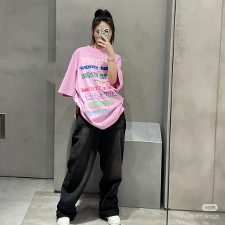 Pink Multi-Text Graphic T-Shirt view 2