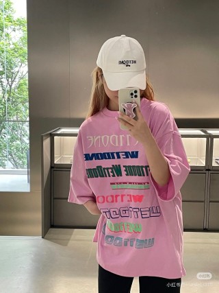 Pink Multi-Text Graphic T-Shirt view 4