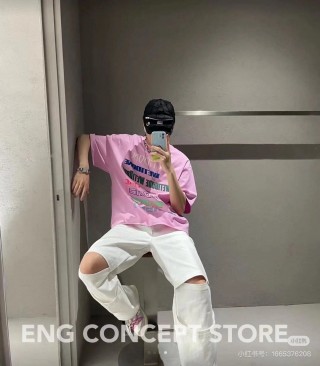 Pink Multi-Text Graphic T-Shirt view 5