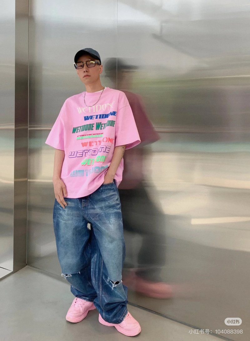 Pink Multi-Text Graphic T-Shirt view