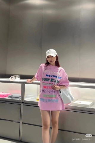 Pink Multi-Text Graphic T-Shirt view 9