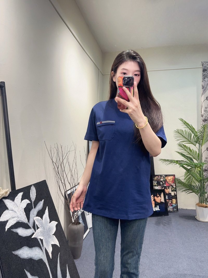 Navy Blue Short Sleeve T-Shirt with Chest Pocket Detail