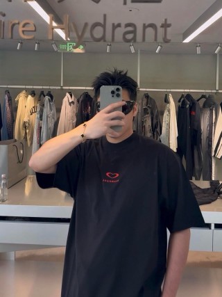 Black Oversized Short Sleeve T-Shirt with Chest Logo view 4