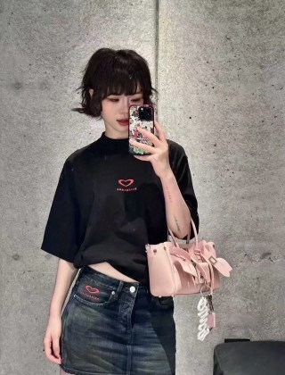Black Oversized Short Sleeve T-Shirt with Chest Logo view 5