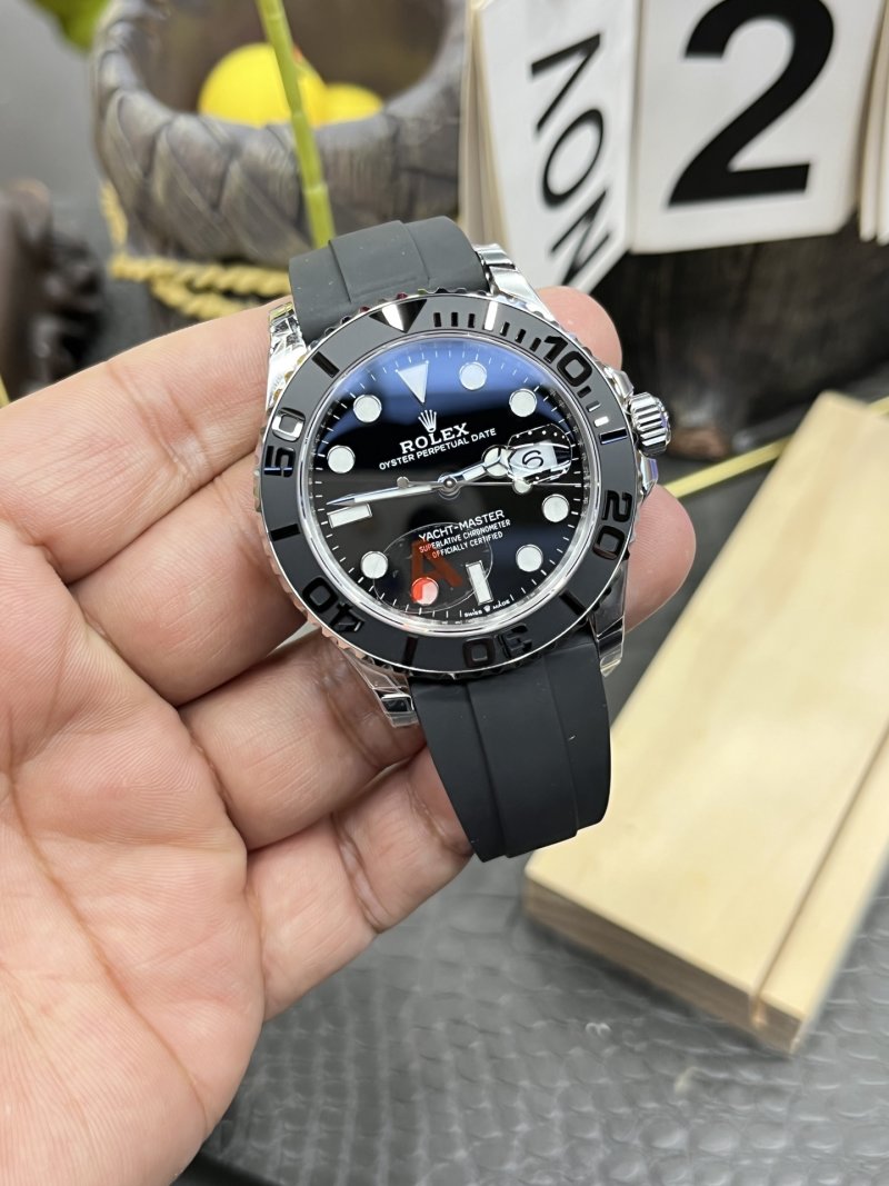 Rolex Yacht-Master 42mm Black Dial Rubber Strap Watch view